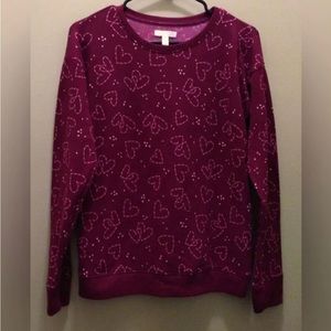 Lauren Conrad Marroon Heart Sweater - Womens Medium
